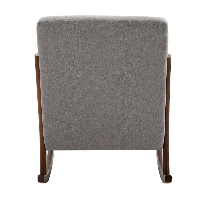 Grey Modern 25.3 High Back Rocking Chair with Solid Wood Base
