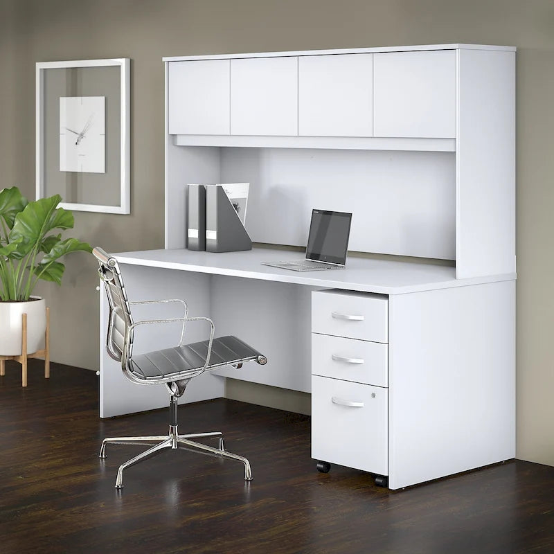 72W Desk with Hutch and Drawers
