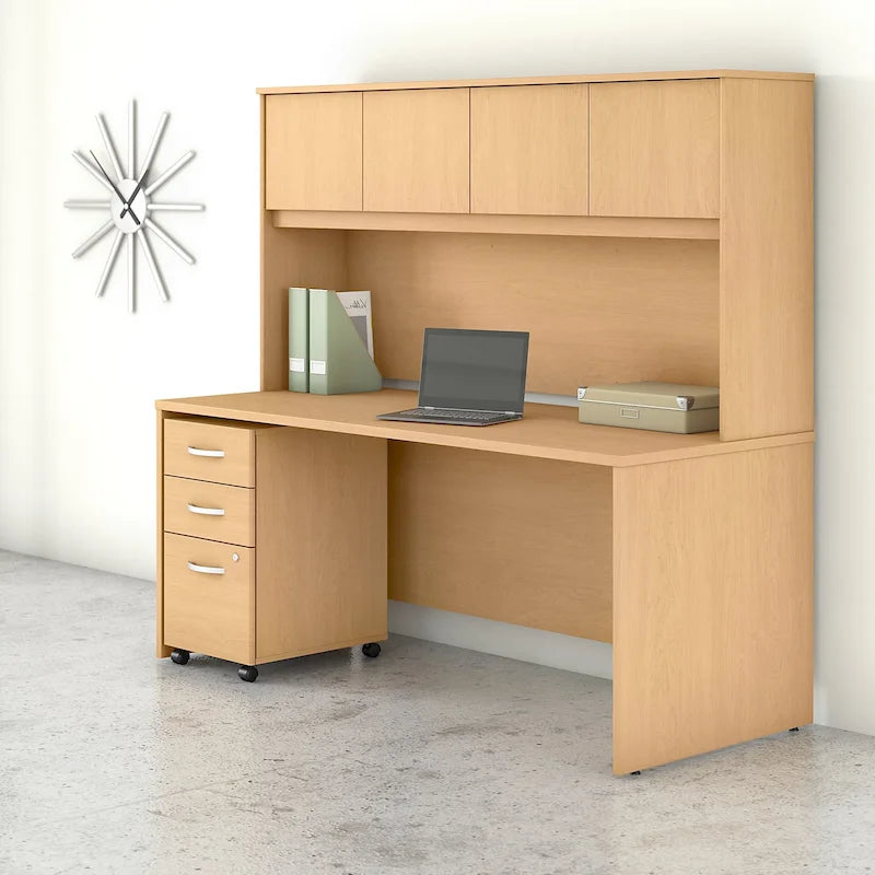 72W Desk with Hutch and Drawers