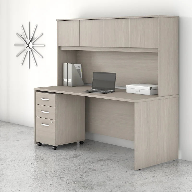 72W Desk with Hutch and Drawers