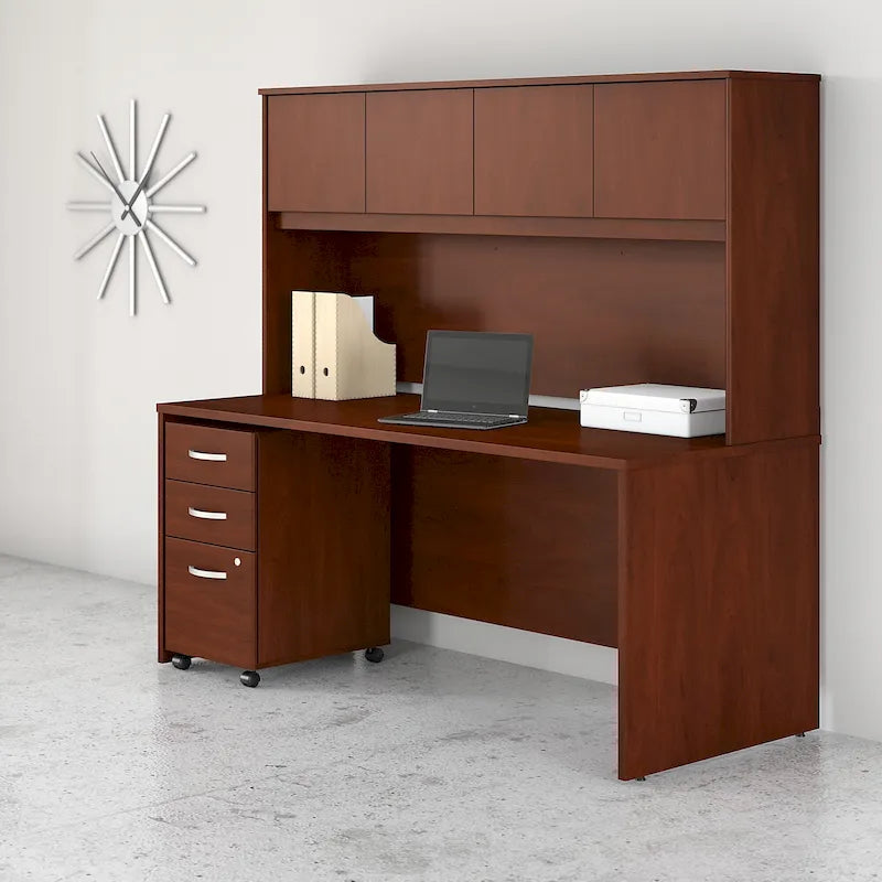 72W Desk with Hutch and Drawers