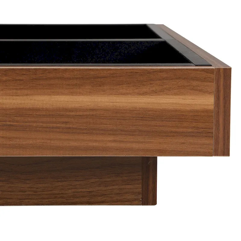 Modern 2-Tier Square 360Rotating Coffee Table with 3 Detachable Tray