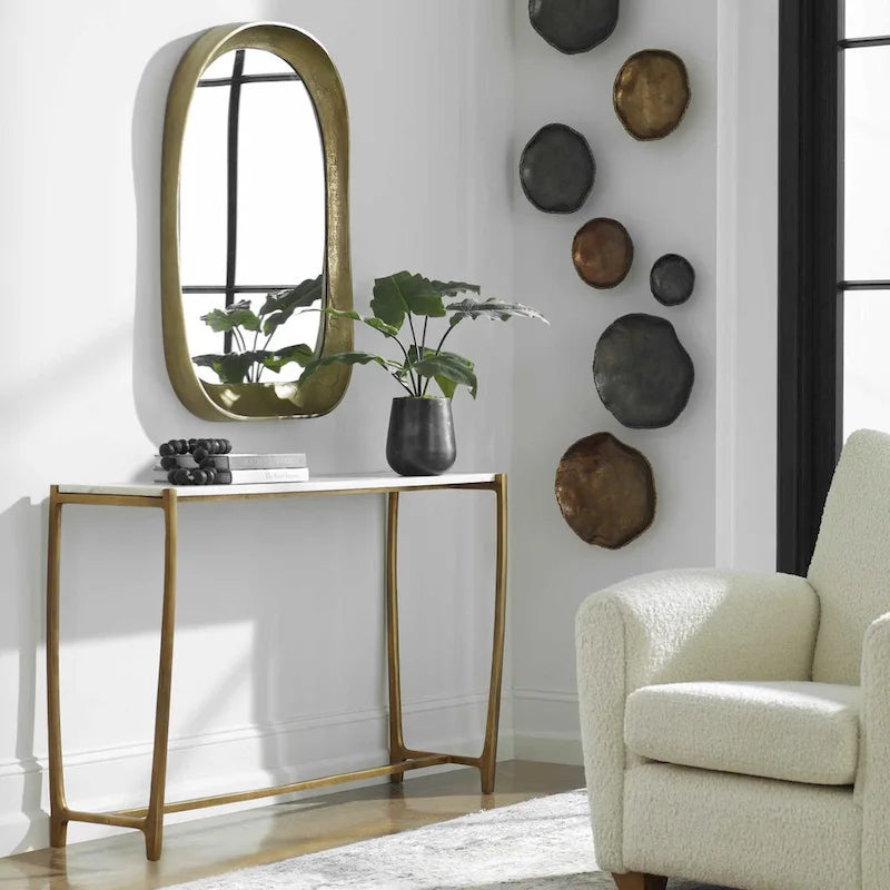 Marble Top Console Table - 47.25 - White and Gold