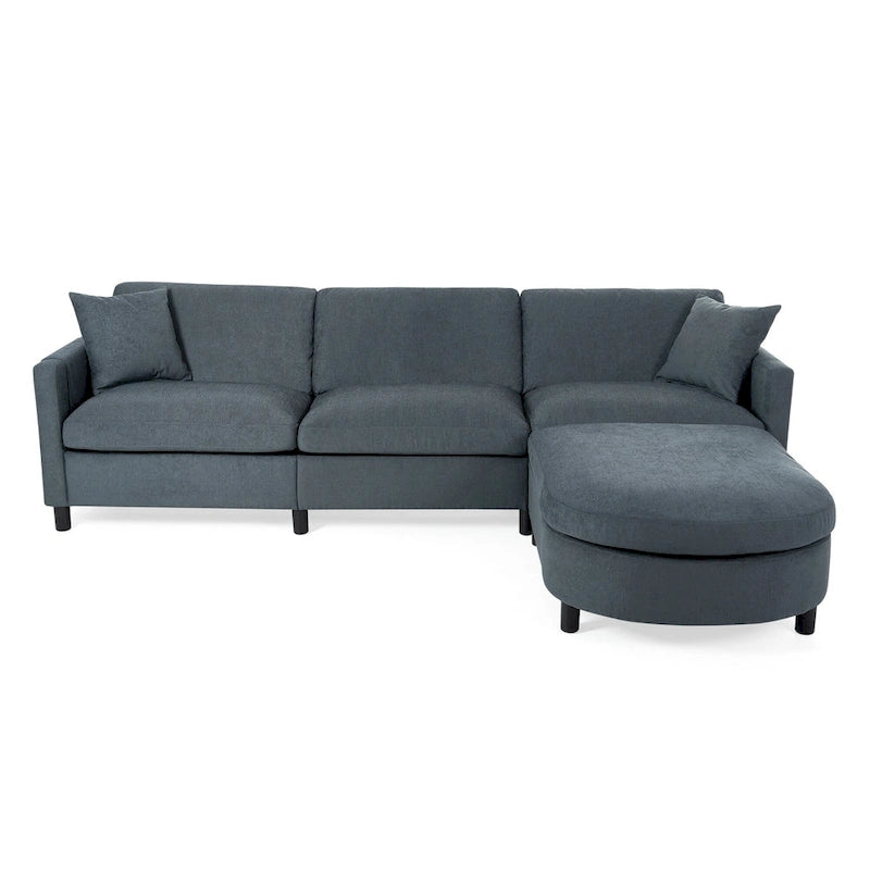 107.87 Removable Cushion 4-Seat Sectional Sofa with Movable Ottoman