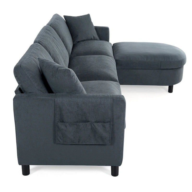 107.87 Removable Cushion 4-Seat Sectional Sofa with Movable Ottoman