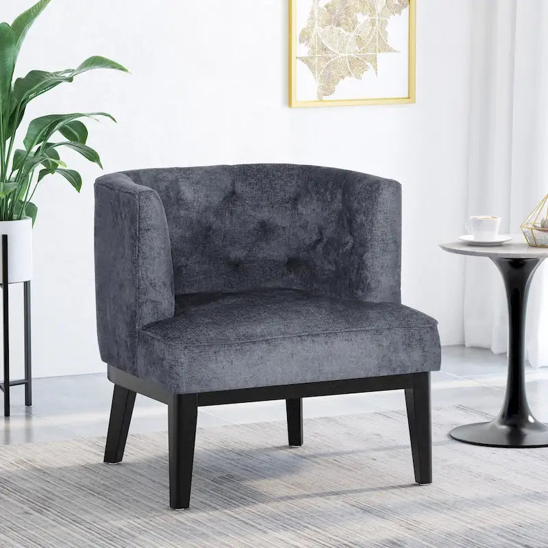 Fabric or Faux Leather Tufted Accent Chair
