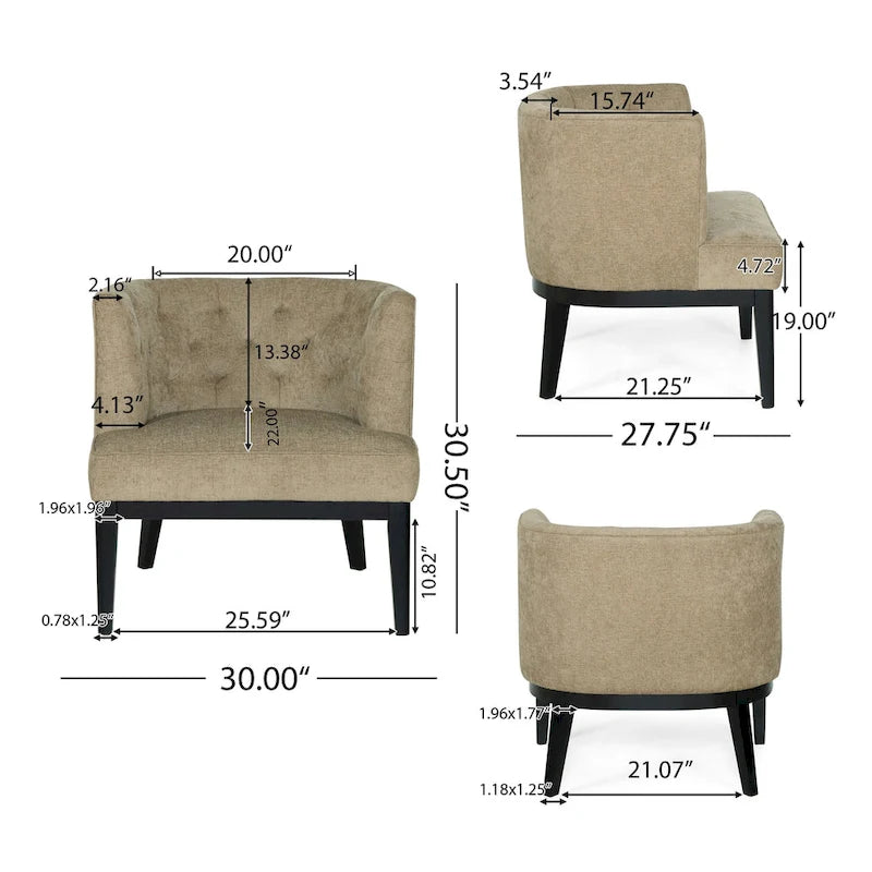 Fabric or Faux Leather Tufted Accent Chair