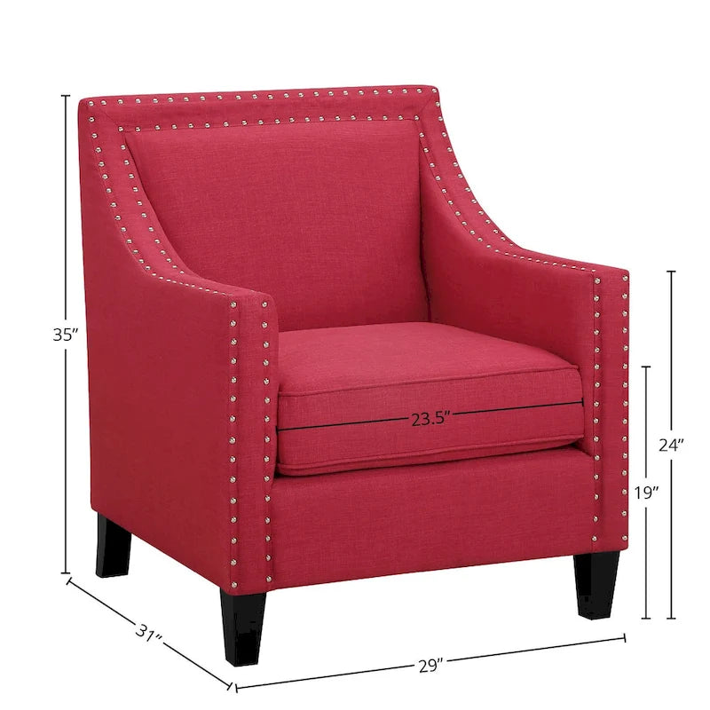 Sillón decorativo con ribete de tachuelas cromadas