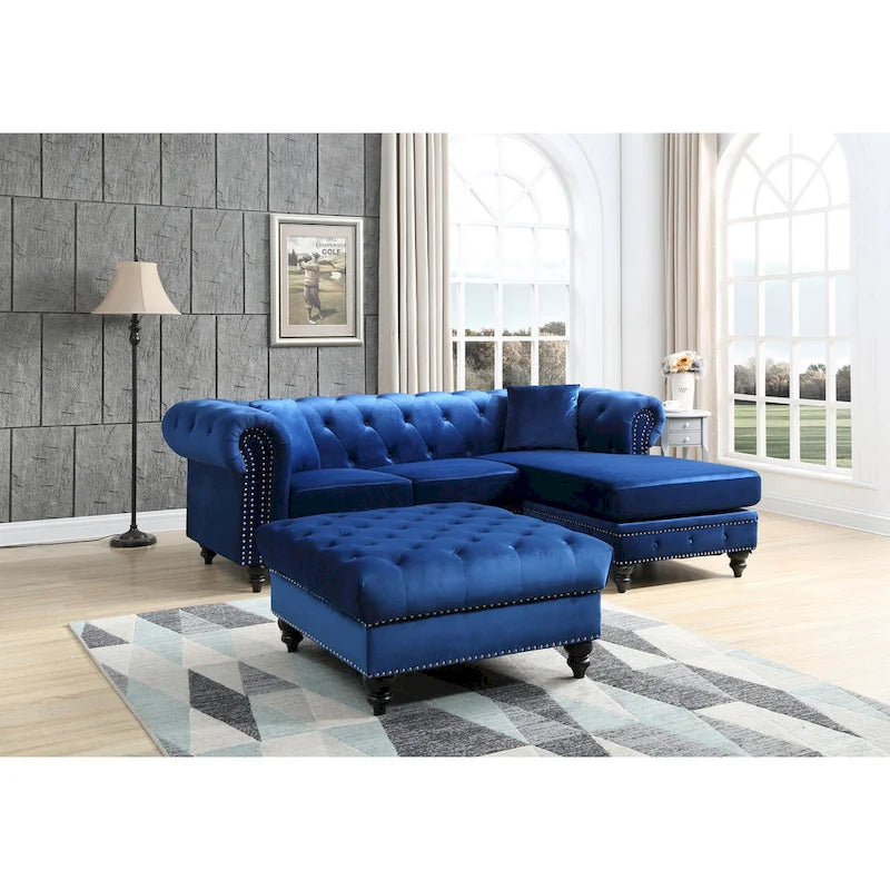 Samtsofa mit Récamiere