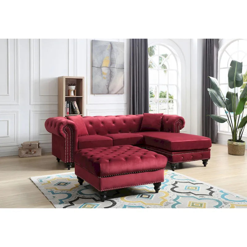 Samtsofa mit Récamiere
