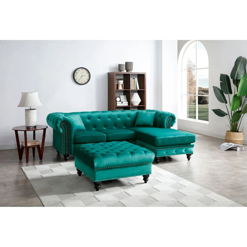 Samtsofa mit Récamiere
