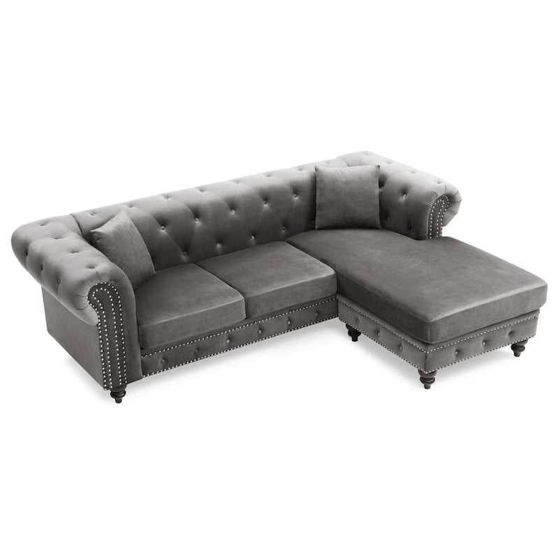 Samtsofa mit Récamiere