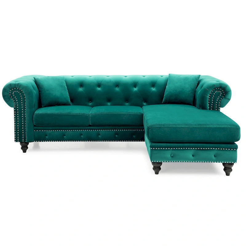 Samtsofa mit Récamiere