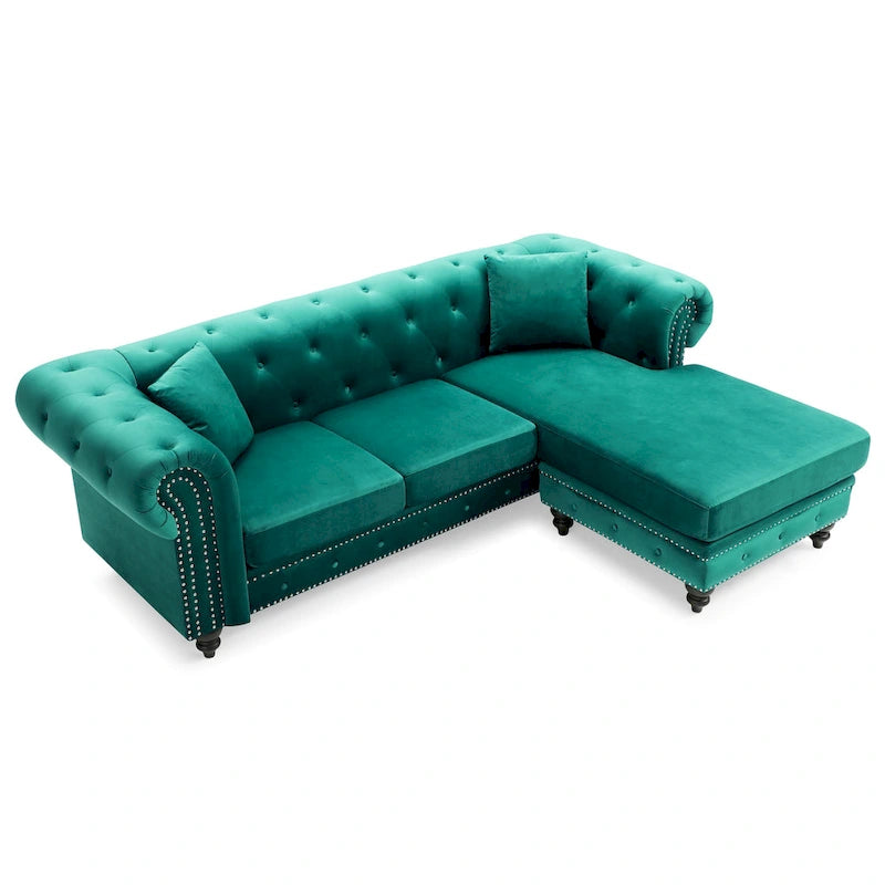 Samtsofa mit Récamiere