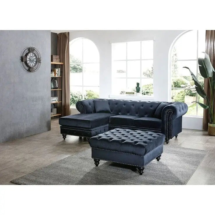 Samtsofa mit Récamiere