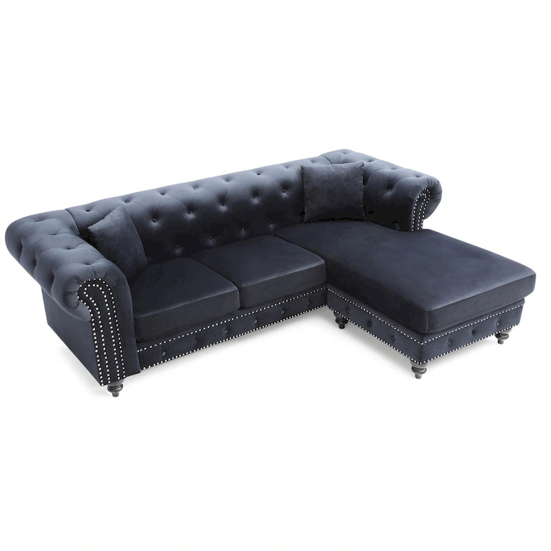 Samtsofa mit Récamiere