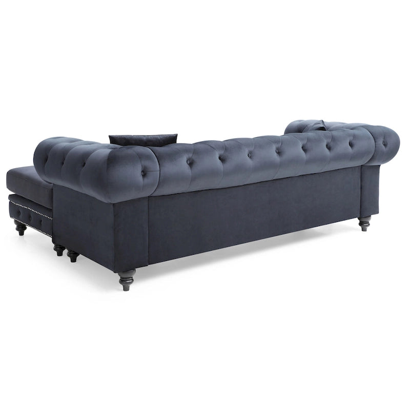 Samtsofa mit Récamiere