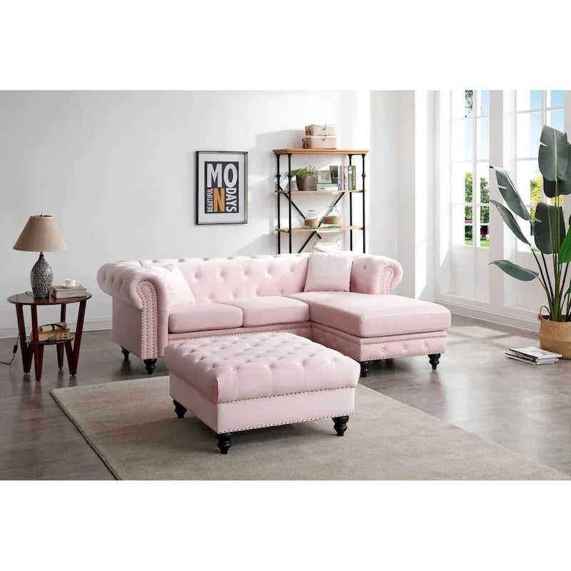 Samtsofa mit Récamiere
