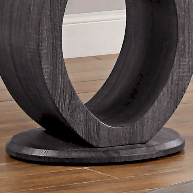 Mesa auxiliar contemporánea gris de 24 pulgadas con cubierta de vidrio