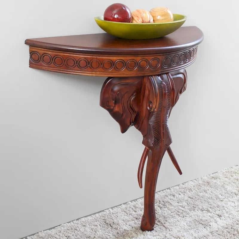 Carved Elephant Wall Table