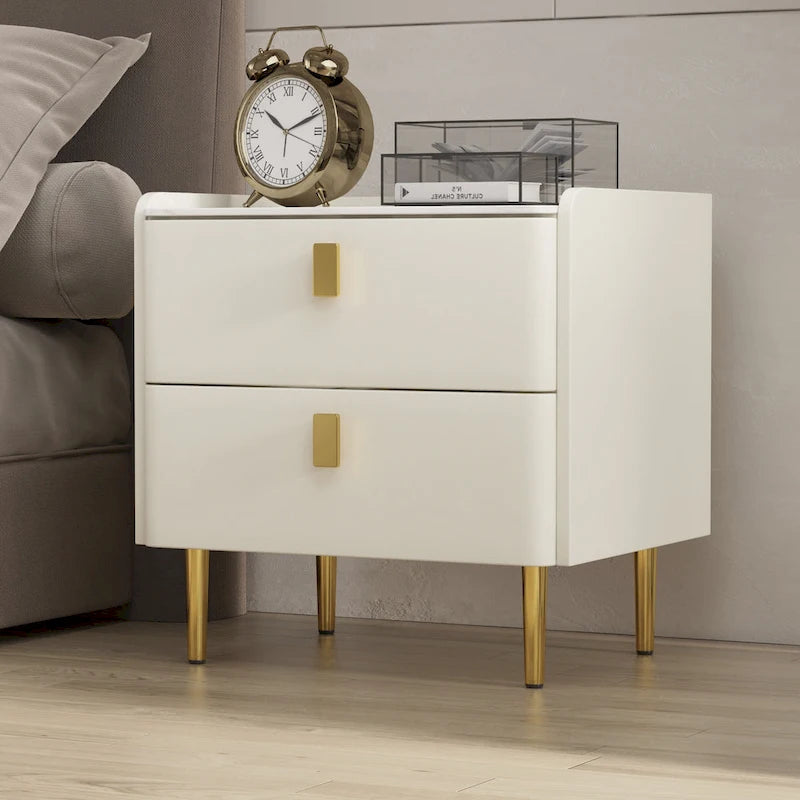 Modern Luxury 2-drawer Faux Leather Bedroom Nightstand