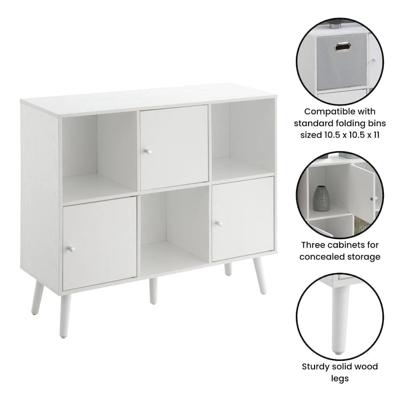 Organizer Sideboard Console Table with 3 Cubbies and 3 Cabinets