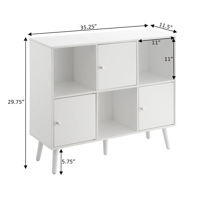 Organizer Sideboard Console Table with 3 Cubbies and 3 Cabinets
