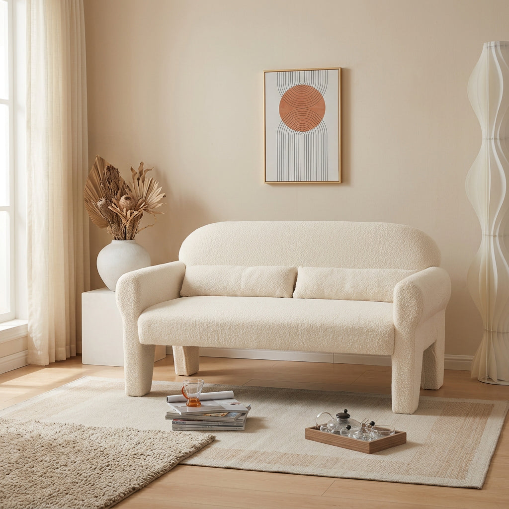Sofá biplaza moderno de bouclé para sala