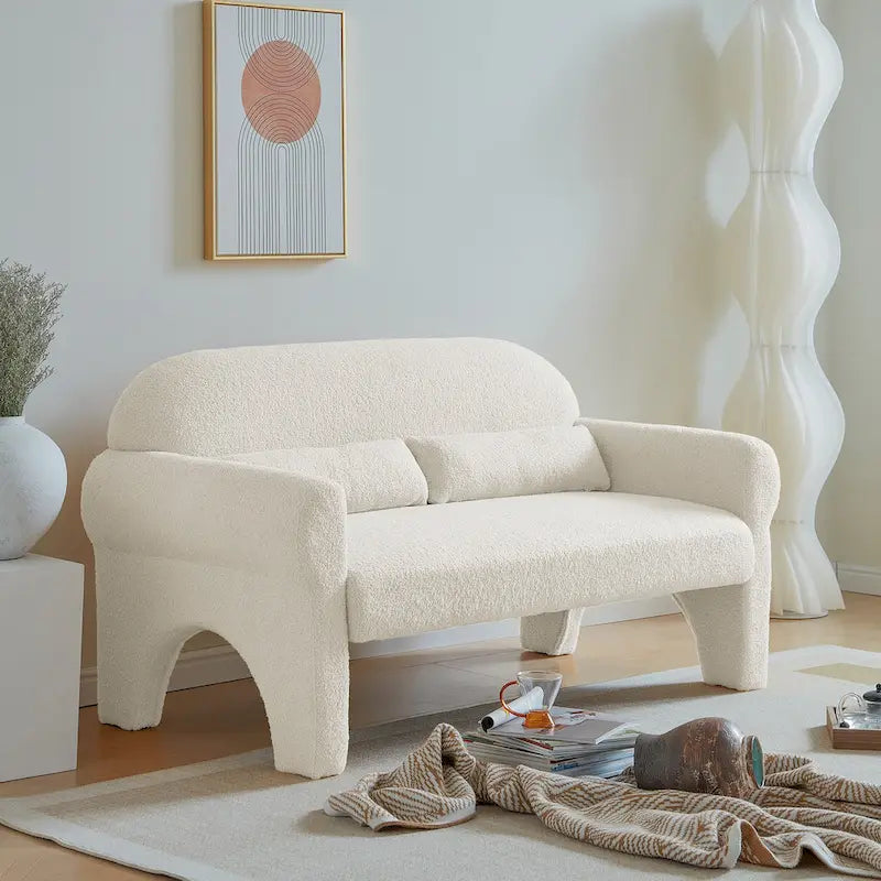 Sofá biplaza moderno de bouclé para sala