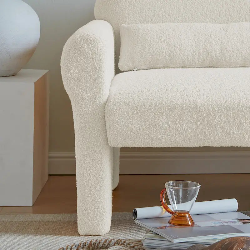 Sofá biplaza moderno de bouclé para sala