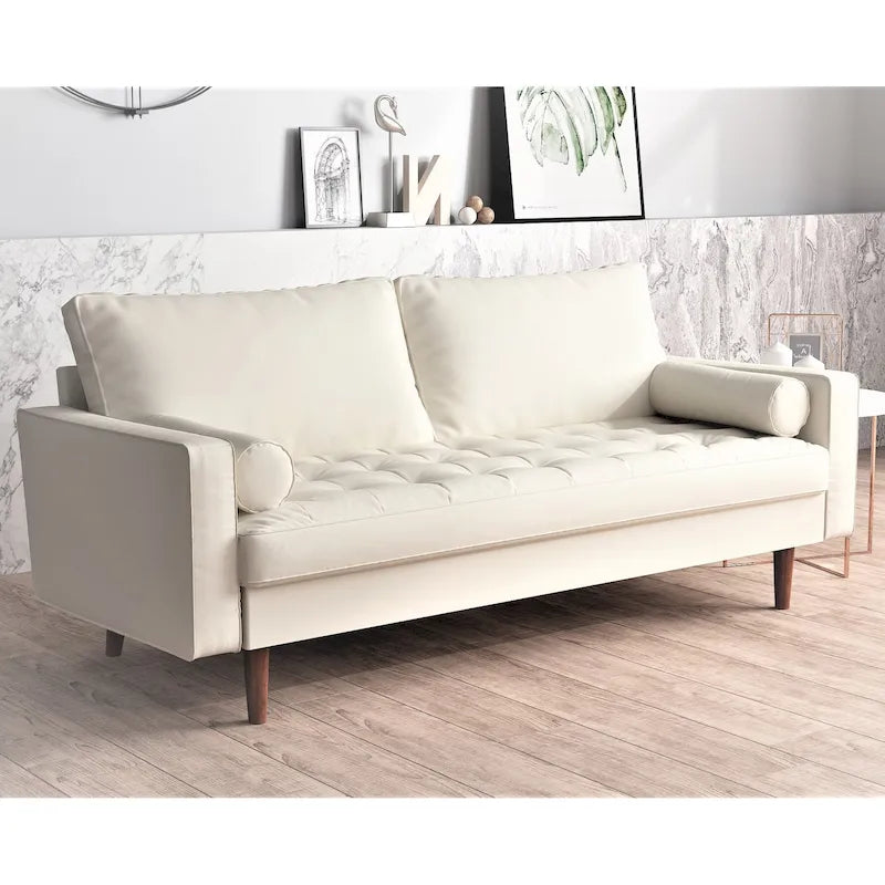 Faux Leather Mid-century Modern Sofa
