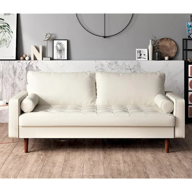 Faux Leather Mid-century Modern Sofa