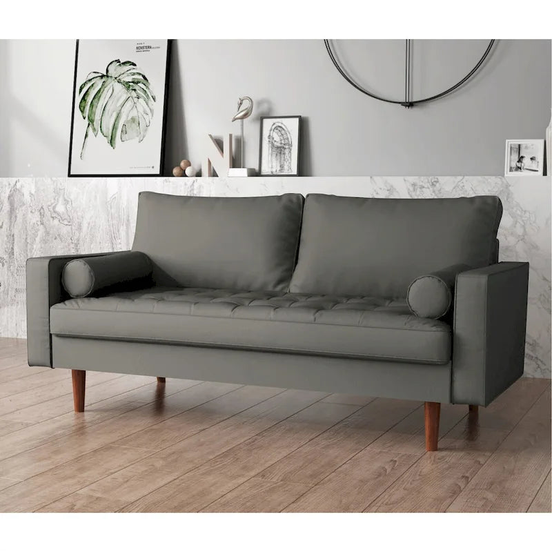 Faux Leather Mid-century Modern Sofa