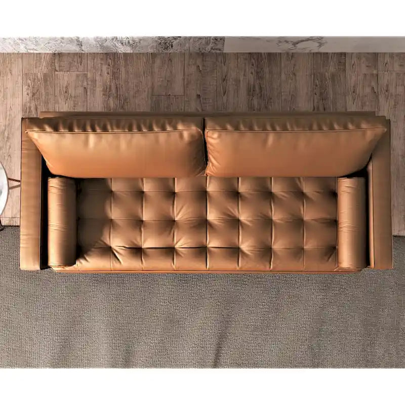 Faux Leather Mid-century Modern Sofa