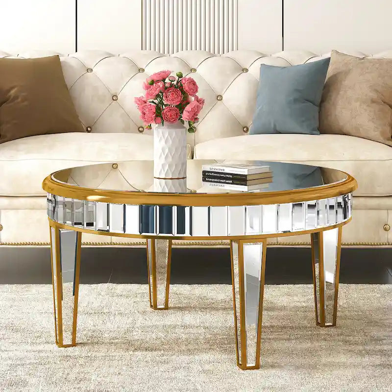 Table basse ronde avec miroir décoratif