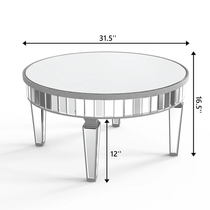 Table basse ronde avec miroir décoratif