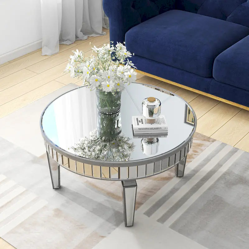 Table basse ronde avec miroir décoratif