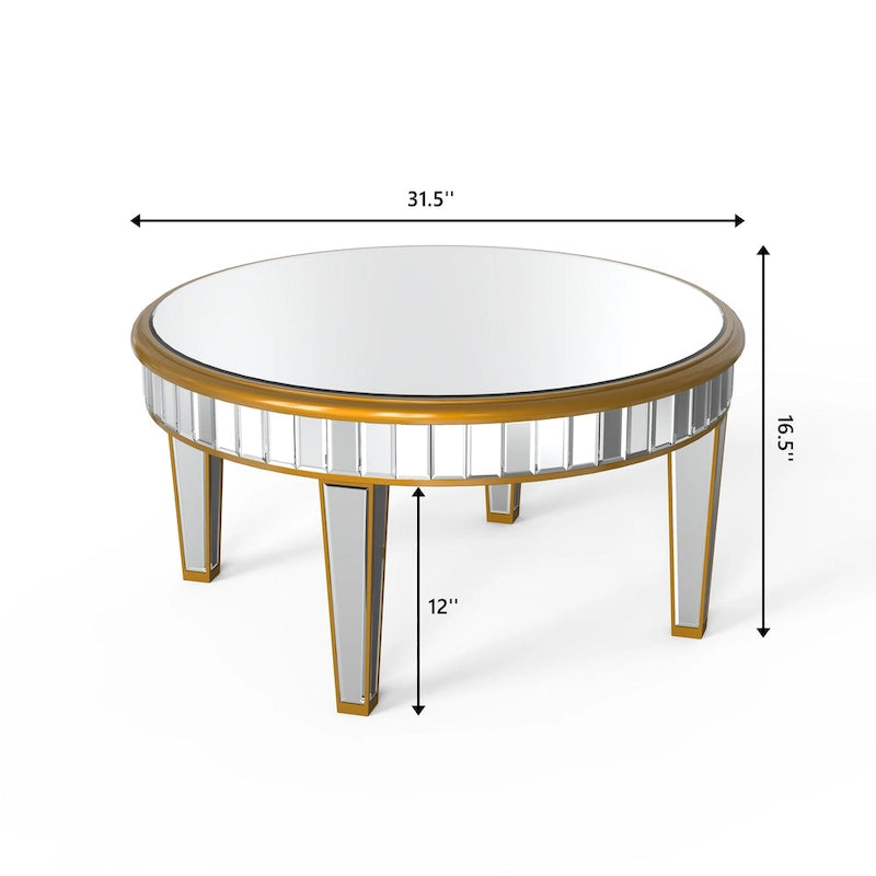 Table basse ronde avec miroir décoratif