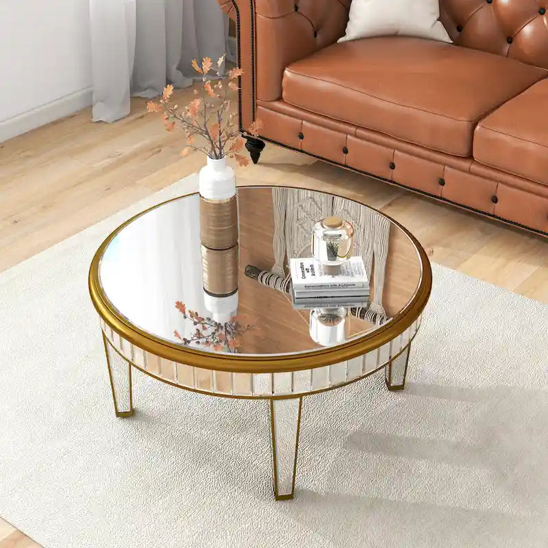 Table basse ronde avec miroir décoratif