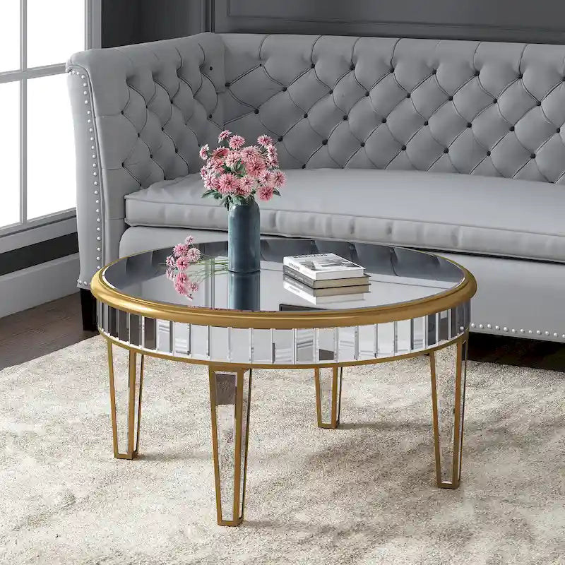 Table basse ronde avec miroir décoratif