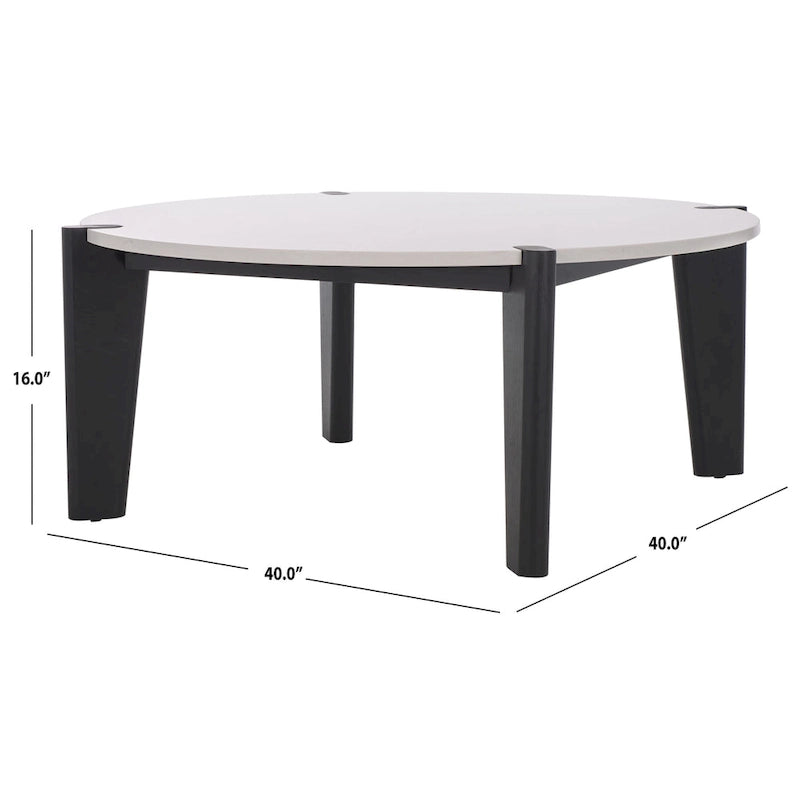 Mesa de centro redonda con superficie de mármol - 40 pulgadas de ancho x 40 pulgadas de profundidad x 16 pulgadas de alto - 40W x 40D x 16H