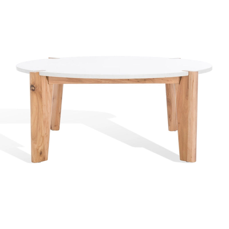 Mesa de centro redonda con superficie de mármol - 40 pulgadas de ancho x 40 pulgadas de profundidad x 16 pulgadas de alto - 40W x 40D x 16H