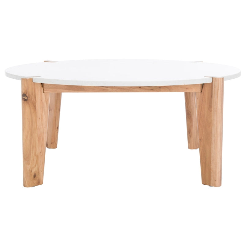 Mesa de centro redonda con superficie de mármol - 40 pulgadas de ancho x 40 pulgadas de profundidad x 16 pulgadas de alto - 40W x 40D x 16H