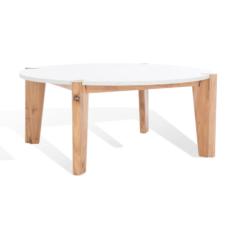 Mesa de centro redonda con superficie de mármol - 40 pulgadas de ancho x 40 pulgadas de profundidad x 16 pulgadas de alto - 40W x 40D x 16H