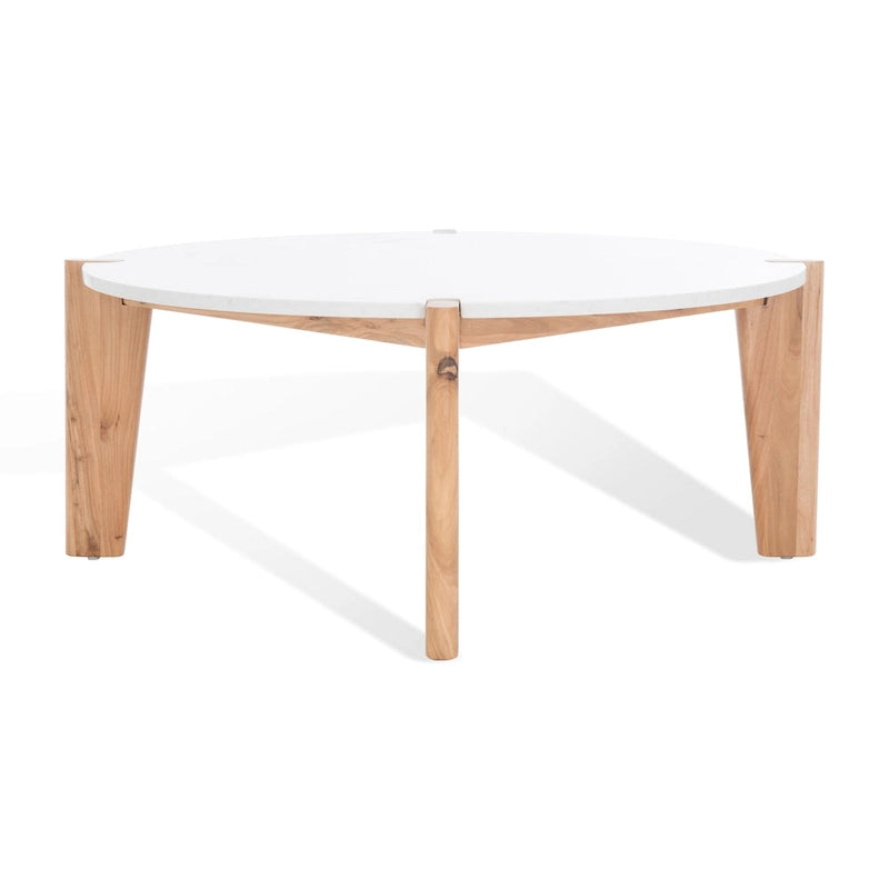 Mesa de centro redonda con superficie de mármol - 40 pulgadas de ancho x 40 pulgadas de profundidad x 16 pulgadas de alto - 40W x 40D x 16H