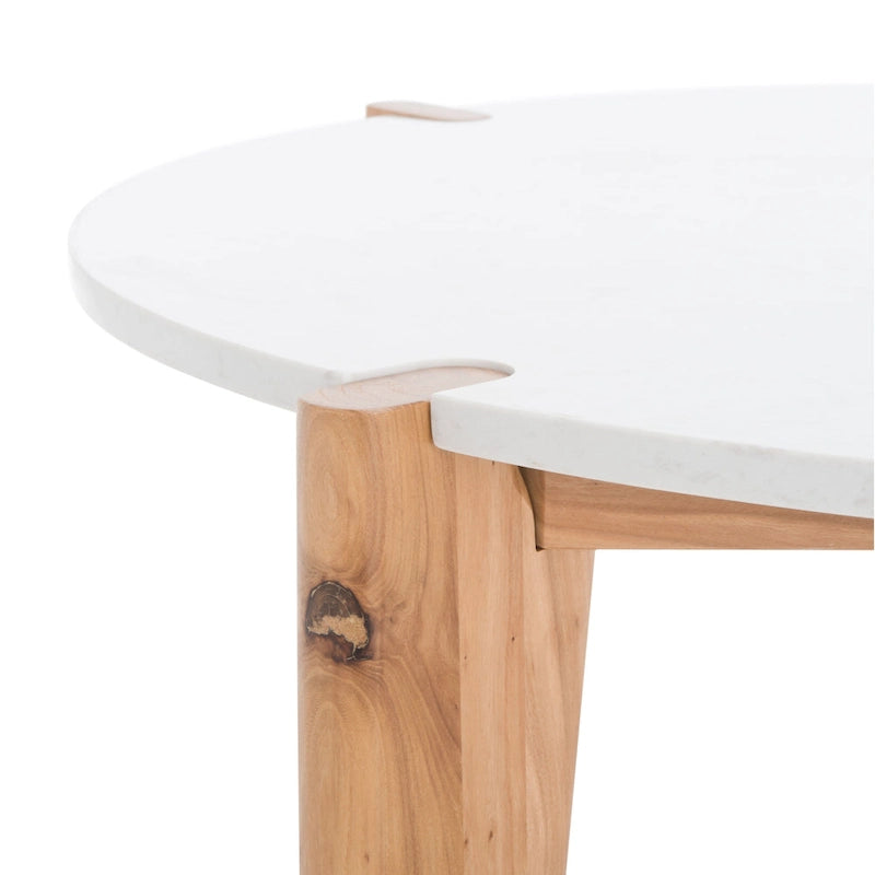 Mesa de centro redonda con superficie de mármol - 40 pulgadas de ancho x 40 pulgadas de profundidad x 16 pulgadas de alto - 40W x 40D x 16H