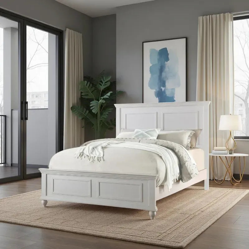 Captivating E.King Wooden Bed, White
