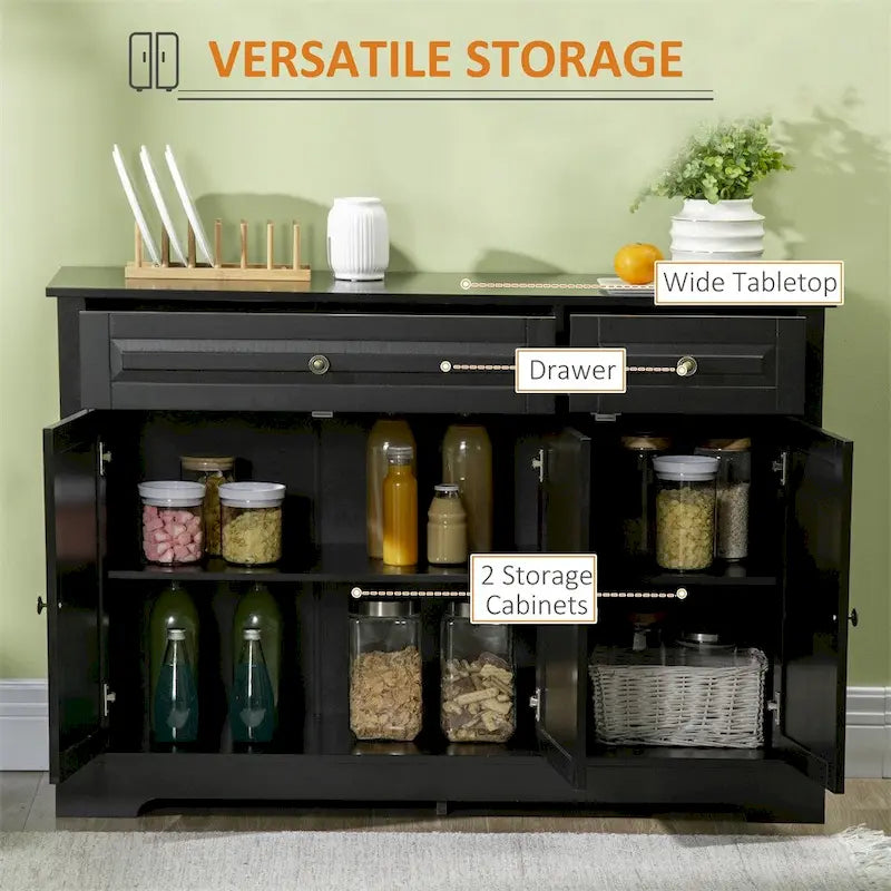 Armario buffet de cocina moderno con 2 cajones y estantes ajustables