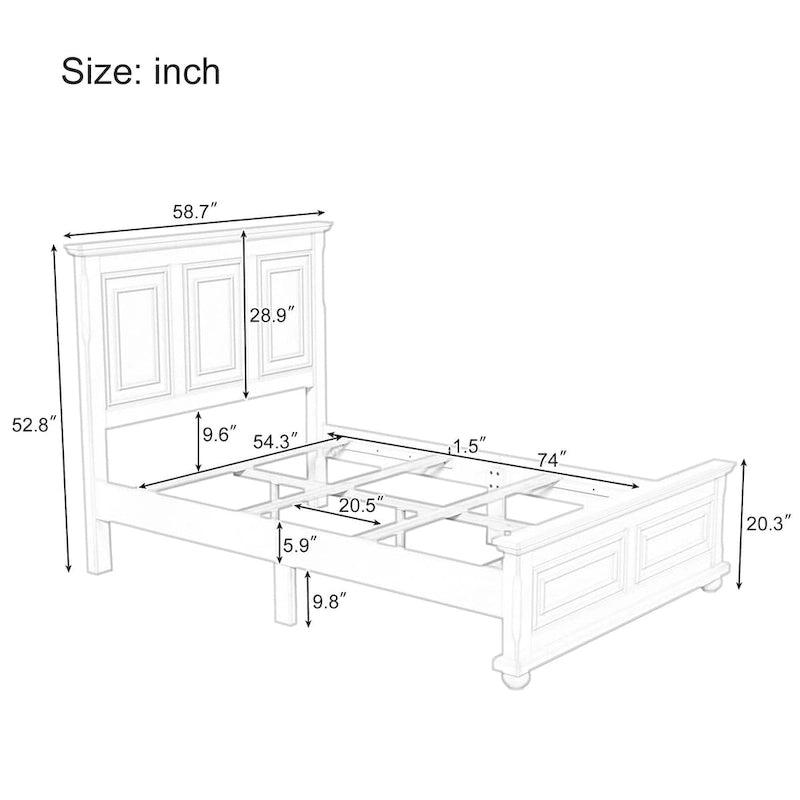 Traditional Town and Country Style Pinewood Vintage Bed Frame